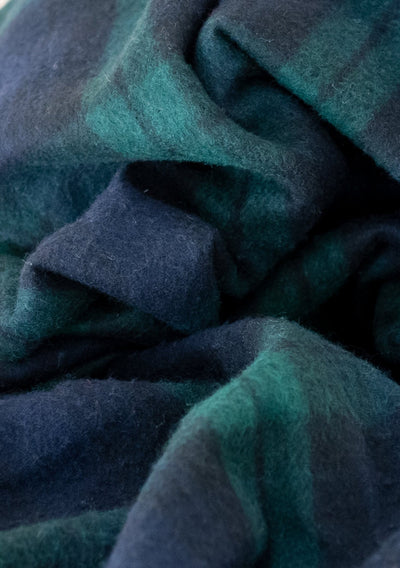 Recycled Wool Large Pet Blanket in Black Watch Tartan