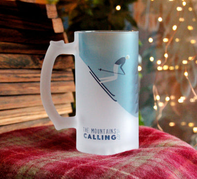 Mountain's are Calling "Skiing" Frosted Beer Stein