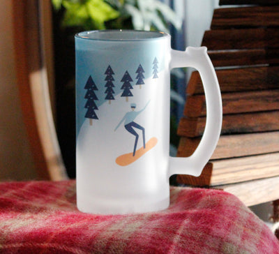 Mountain's are Calling "Snow Boarding" Frosted Beer Stein