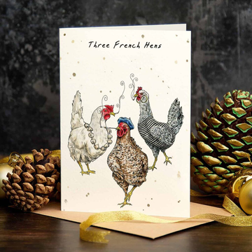 Three French Hens Card - Holiday - Christmas Card