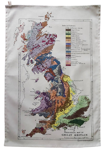 Geological Map of Great Britain Tea Towel Antique Print 1894