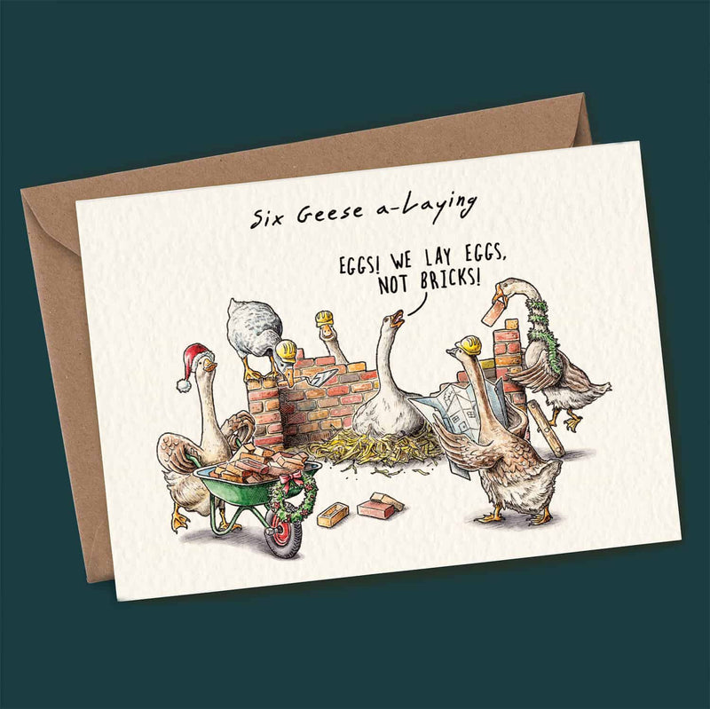 Six Geese a-Laying- Christmas Card