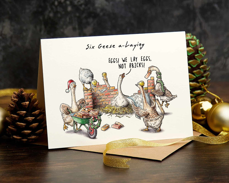 Six Geese a-Laying- Christmas Card