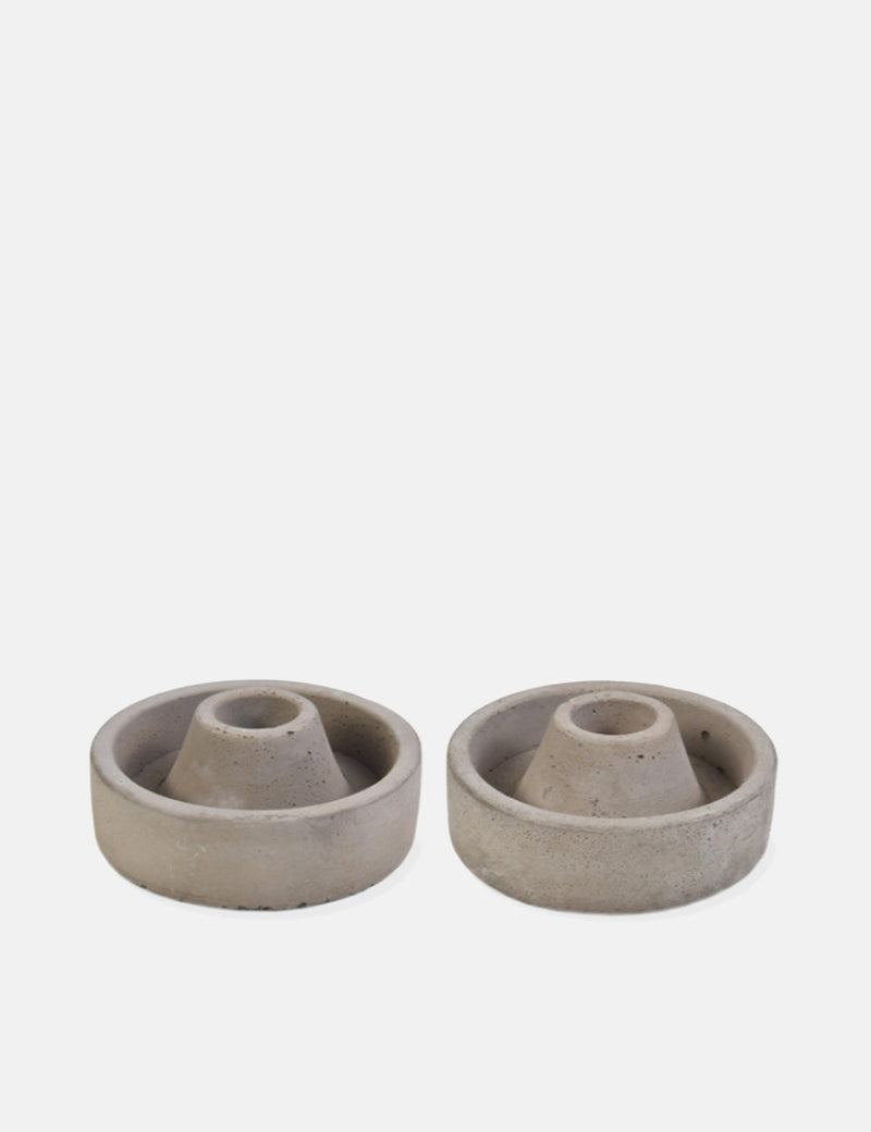 Set of 2 Short Grey Candle Holders