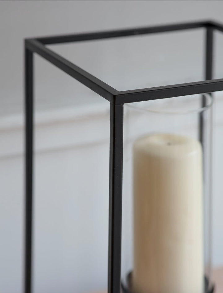 Tall Black Framed Windlight