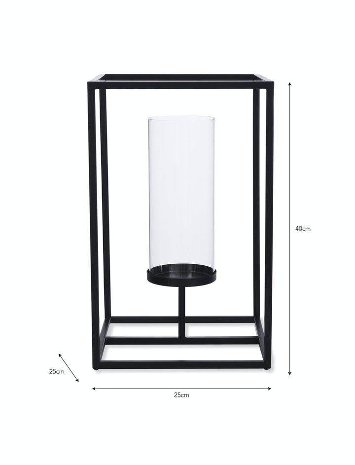Tall Black Framed Windlight