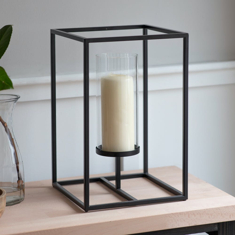 Tall Black Framed Windlight
