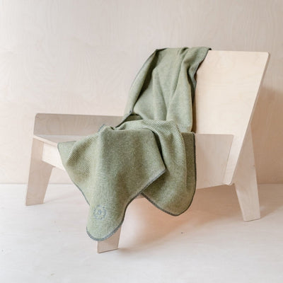 Recycled Wool Large Pet Blanket in Olive Herringbone