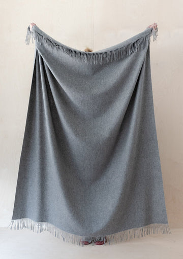 Lambswool Blanket in Grey Melange