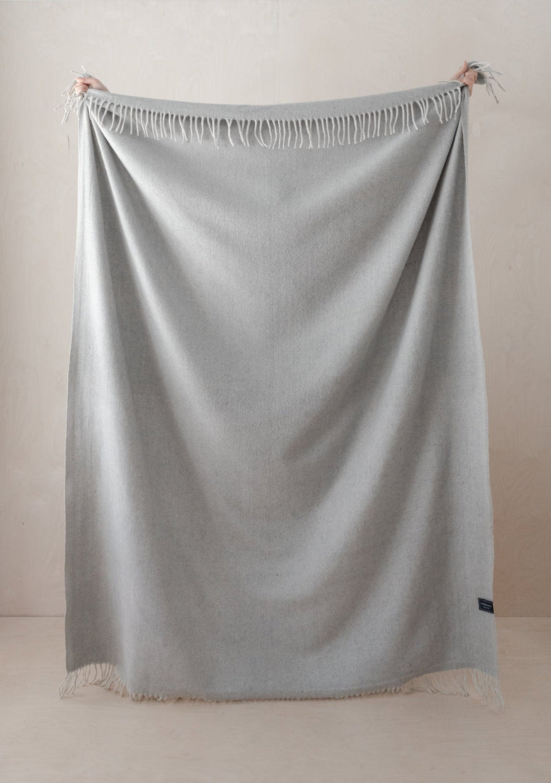 Recycled Wool Blanket - In Silver Herringbone - No Strap