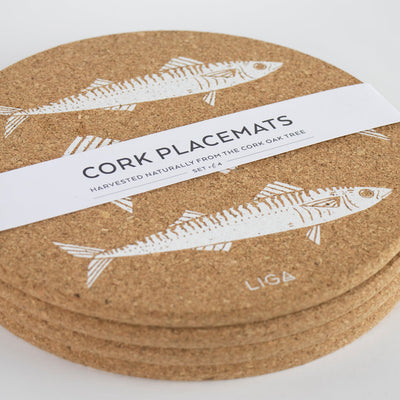 Liga - Cork Set Mackerel Placemats - Set of 4