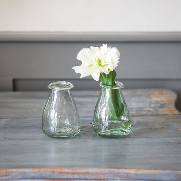 Pair of Bud Vases in Recycled Glass